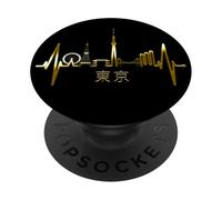 Tokyo Skyline Heartbeat Japanese Heart Japan I Love Tokyo PopSockets Adhesive PopGrip