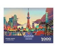 Tokyo Skyline Jigsaw Puzzles Puzzle for Adults Kids. 1000 Pieces Mount Fuji Whimsical Challenge Toy Educational Games Home Decoration for Educational Games Gifts 70x50cm/1000pcs