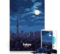 Tokyo Skyline Night Jigsaws 1000 Pieces for Adults Brain Challenge Toy Peaceful Time Clear Cut Art Collectible (38x52cm)
