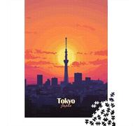 Tokyo Skyline Sunset 1000 Piece Jigsaw Puzzle, Modern City Skyline, Decorative Artwork, Premium Paper Puzzle, for Adults, Paper Board, 38x26cm/1000pcs