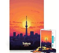 Tokyo Skyline Sunset Jigsaw Puzzles 1000 Pieces for Adults Memory Boost Warm Time Image Assembly Fine Art Piece (50x75cm)