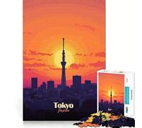 Tokyo Skyline Sunset Jigsaw Puzzles for Teenagers 1000 Pieces Logic Game Home Pastime Precise Cut Festival Gift (38x26cm)