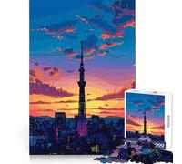 Tokyo Skytree at Sunset 1000 Piece Jigsaw Puzzle for Teenagers Smart Game Relaxed Mind Pattern Assembly Santa Wish List (38x52cm)