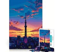 Tokyo Skytree at Sunset 1000 Piece Jigsaw Puzzle for Teenagers Smart Game Relaxed Mind Pattern Assembly Santa Wish List (38x52cm)