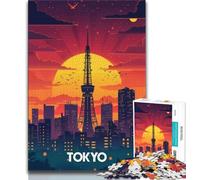 Tokyo Sunset Tower 1000 Piece Jigsaw Puzzles for Adults,Challenging Game Gifts for Is Ideal As A Gift for The Whole Family 38x26cm
