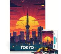 Tokyo Sunset Tower Jigsaw Puzzles 1000 Pieces for Adults Reason Skill Toy Calm Relax Exact Cut Heartfelt Gift (38x26cm)