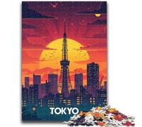 Tokyo Sunset Tower Jigsaws Puzzles 1000 Pieces for Adults Gifts, Staycation Kill Time Birthday Present, Gifts, Wall Art for 14+ 1000pcs (50x75cm)