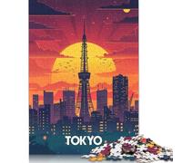 Tokyo Sunset Tower Puzzle for Adults 1000 Pieces Wooden Puzzles for Adults & Teenager Educational Game Challenge Toy 1000pcs (75x50cm)