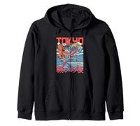 Tokyo Tiger Fantasy Dragon Battle Clash Japanese Anime Style Zip Hoodie