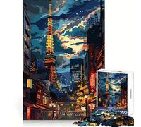 Tokyo Tower at Night Jigsaw Puzzles for Teenagers 1000 Brain Workout Toy Simple Fun Image Assembly Cherished Gift (50x75cm)