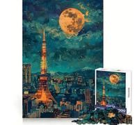 Tokyo Tower Japan Painting Teenagers Puzzles 1000 Piece Jigsaws Boost Recall Relax Time Accurate Edge Amazing Present (38x52cm)