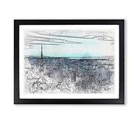 Tokyo Tower & Japan Skyline In Abstract Modern Art Framed Print | A2 Black Framed Wall Art | Ready to Hang | Abstract Cityscape Picture | Living Room Bedroom Lounge Office