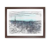 Tokyo Tower & Japan Skyline In Abstract Modern Art Framed Print | A2 Walnut Framed Wall Art | Ready to Hang | Abstract Cityscape Picture | Living Room Bedroom Lounge Office