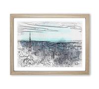Tokyo Tower & Japan Skyline In Abstract Modern Art Framed Print | A4 Oak Framed Wall Art | Ready to Hang | Abstract Cityscape Picture | Living Room Bedroom Lounge Office