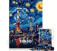 Tokyo Tower Starry Night Art 1000 Piece Jigsaw Puzzles for Adults Jigsaw Thought Toy Indoor Fun Accurate Edge Art Collectible (50x75cm)