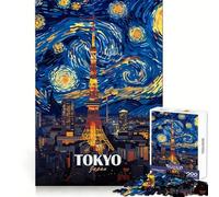 Tokyo Tower Starry Night Art Jigsaw Puzzles 1000 Piece for Teenagers Improve Memory Relaxing Fun Sharp Edge Unique Gift (38x26cm)