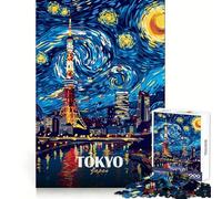 Tokyo Tower Starry Night Art Jigsaw Puzzles 1000 Pieces for Teenagers Think Game Peaceful Time Quality Edge Perfect Present (38x52cm)