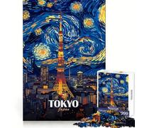 Tokyo Tower Starry Night Art Jigsaw Puzzles for Teenagers 1000 Piece Raise Memory Leisure Time Clean Edge Lovely Present (50x75cm)