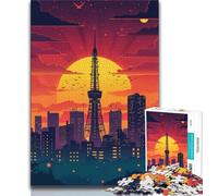 Tokyo Tower Sunset 1000 Piece Jigsaw Puzzles for Adults,Challenging Game Gifts for Is Ideal As A Gift for The Whole Family 38x26cm