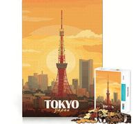 Tokyo Tower Sunset 1000 Pieces Puzzles for Teenagers Boost Recall Relaxing Fun Accurate Edge Thoughtful Gift (38x26cm)