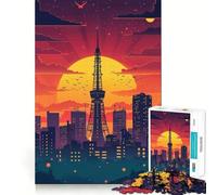 Tokyo Tower Sunset Teenager Jigsaw Puzzles 1000 Pieces Memory Boost Home Activity Pattern Assembly Perfect Present (50x75cm)