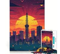 Tokyo Tower Sunset Teenagers 1000 Piece Jigsaw Puzzle Mind Exercise Toy Group Play Precision Cut Festival Gift (38x26cm)