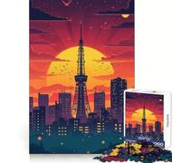 Tokyo Tower Sunset Teenagers 1000 Piece Jigsaw Puzzle Mind Exercise Toy Group Play Precision Cut Festival Gift (38x26cm)