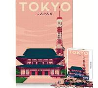 Tokyo Travel Poster Jigsaw Puzzles for Teenagers 1000 Pieces Intellect Fun Calm Recreation Exact Edges Lovely Gift (38x52cm)
