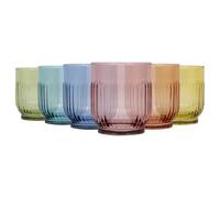 LAV 6x 330ml Tokyo Whisky Glasses - Full Colour - Cut Glass Whiskey Rum Vodka Gin Scotch Ice Old Fashioned Cocktail Drinking Tumbler Gift Set