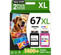 TOKYOINK 67XL Ink Cartridges Compatible for HP67 HP Ink 67 Black/Color Combo Pack Compatible for DeskJet 2855e 2827e 2800e 4255e 2755e 2700e 2852e 2700 4155e 2734e 4227e Envy 6000 6055e 6400 Printer