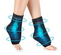 Tolaccea Ankle Foot Ice Pack Wrap for Injuries Reusable Gel Cold Compress Pack and Hot Therapy for Achilles Tendon, Heels, Edema, Arch, Plantar Fasciitis, Sprained, Swelling Recovery (L (Pack of 2))