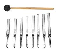 Tolaily 8 Piece Steel Tuning Fork Set 256-512HZ Mallet Vibration Therapy Tools Stainless Steel