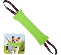 ToLanbbt Dog Tug Toy Bite Jute Pillow Pull Toy with 2 Strong Handles Perfect for Tug of War, Puppy Interactive Play, Tear Resistant Bite Training for Small Medium Large Dogs (Bright Green-Footprint)
