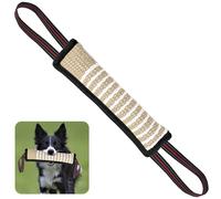 ToLanbbt Dog Tug Toy Bite Jute Pillow Pull Toy with 2 Strong Handles Perfect for Tug of War, Puppy Interactive Play, Tear Resistant Bite Training for Small Medium Large Dogs (Black-Bright Line)