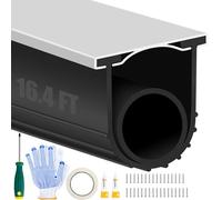 ToLanbbt Garage Door Bottom Rubber Seals, 16.4 FT Pre-drilled Aluminum Track Retainer Kit, Garage Door Weather Stripping Kit Universal U+O Ring Weatherproof Rubber Bottom Strip (1.57" Width, Black)