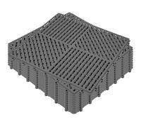 ToLanbbt Modular Interlocking Cushion 12P 11.8" x 11.8" Interlocking Rubber Floor Drain Holes Non-Slip Splicing Drainage Mats for Deck, Shower, Kitchen, Drain Pool, Sauna Bath (Dark Gray, 1 Rows Dots)