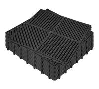 ToLanbbt Modular Interlocking Cushion 12P 11.8" x 11.8" Interlocking Rubber Floor Drain Holes Non-Slip Splicing Drainage Mats for Deck, Shower, Kitchen, Drain Pool, Sauna Bath (Black, 2 Rows Dots)