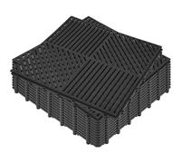 ToLanbbt Modular Interlocking Cushion 12P 11.8" x 11.8" Interlocking Rubber Floor Drain Holes Non-Slip Splicing Drainage Mats for Deck, Shower, Kitchen, Drain Pool, Sauna Bath (Black, Diagonal)