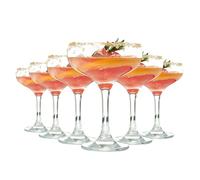 TOLASTO 6 Pcs 235ml Champagne Saucers - Martini Cocktail Glasses, Vintage Classic 20s Art Deco Party, Margarita, Whiskey, Gin, Tequila, BPA-Free, Dishwasher-Safe, Clear