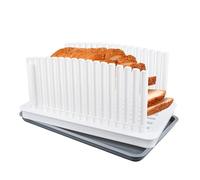 TOLASTO Bread Slicer for Homemade Bread, Bread Slicer Guide with Adjustable Width and Crumb Tray, Foldable Compact Plastic Bread Loaf Cutter Slicer for Kitchen Baking Bagel,Homemade Bread, Cake, Taost