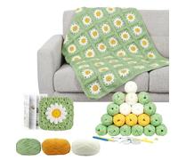 TOLASTO Crochet Kit, Crochet Blanket Kit, Complete Starter Crochet Kits for Beginners Adults with Step-by-Step Instructions Book Yarn & Accessories, Learn to Crochet Daisy Granny Square Blanket Kit