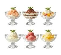 TOLASTO Ice Cream Bowls Set of 6,125ml Mini Glass Dessert Bowls,Clear Footed Sundae Glasses,Vintage Dessert Cups for Trifle,Pudding,Fruit,Mousse and Prawn Cocktail,Dishwasher Safe