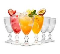 TOLASTO Vintage Wine Glasses Set of 6, 220ML(8 oz) Wine Glasses, Relief Stripes Glass Cup Set, Drinking Goblets, Bar Tumbler Glassware for Iced Tea, Wine, Beer, Juice, Cocktail, Whiskey