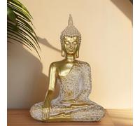Tolatr Buddha Statue Outdoor,Zen Garden Decor Buddha Sculpture for Home Meditation Decor Buda Decoration for Patio Desk Porch Yard Art Resin Decoration (Golden)