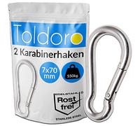 Toldoro Niro AISI 316 V4A Stainless Steel Carabiner 70 mm / Carabiner Hook for Swing, Camping or Slacklines / Fire Brigade Carabiner / Carabiner Set of 2