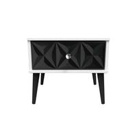 Toledo 1 Drawer Bedside In Deep Black & White (Ready Assembled)