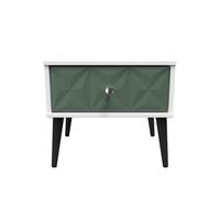 Welcome Furniture Ready Assembled Pixel 1 Drawer Bedside In Labrador Green & White, Green