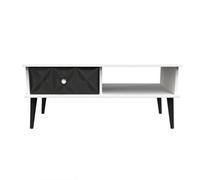 Welcome Furniture Ready Assembled Pixel 1 Drawer Coffee Table In Deep Black & White, Black