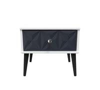 Toledo 1 Drawer Side Table In Indigo Matt & White (Ready Assembled)