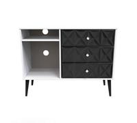 Toledo 3 Drawer Tv Unit In Deep Black & White (Ready Assembled)